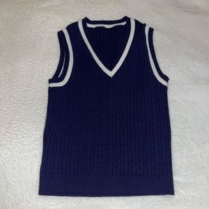 Shein Sweatervest Small Dark Blue & White